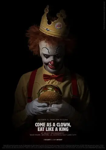 Burger King Clowns Around This Halloween, Offering Free Whopper to Patrons Dressed as Clowns