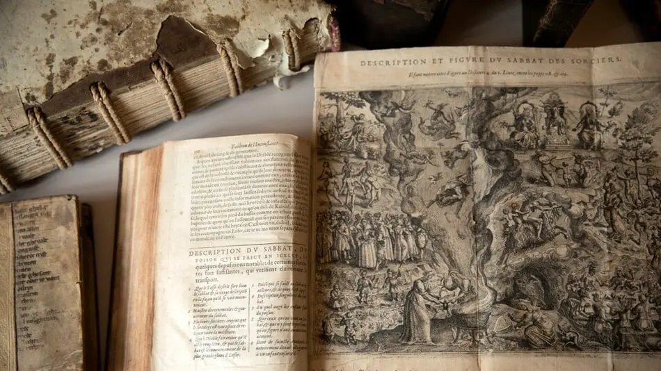Books on witchcraft from the 15th and 16th centuries housed in the Division of Rare and Manuscript Collections at Cornell University.