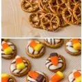 Candy Corn Pretzel Hugs
