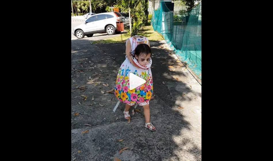 2-year-old Maya in her Headless Little Girl Halloween costume