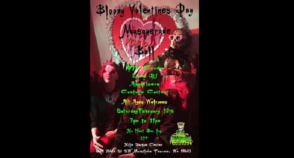 Nile Nightmares Haunted House Presents 'Bloody Valentine Masquerade Ball'.
