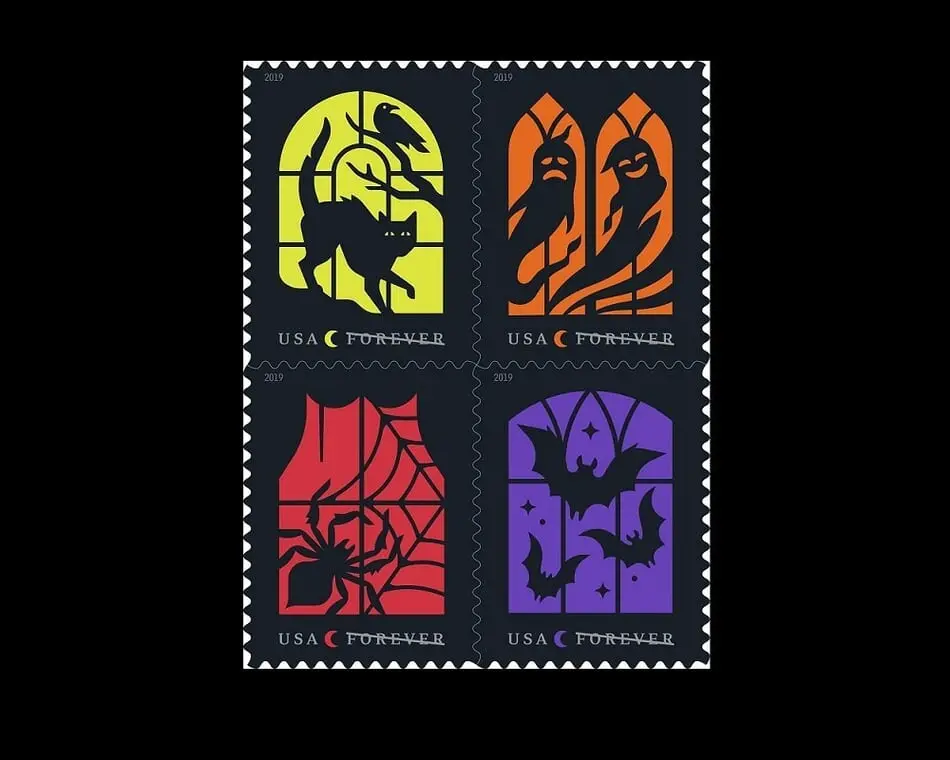 Spooky Silhouettes Forever stamps for Halloween