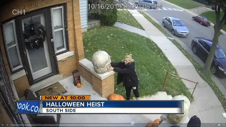 Thieves caught in the act stealing Halloween decorations