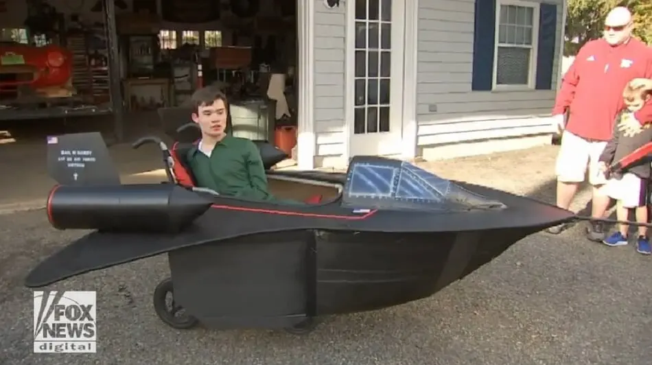 Tommy Hardy in Air Force fighter jet Halloween costume